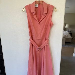 Akris Punto Belted Midi Dress, Coral, Size 6